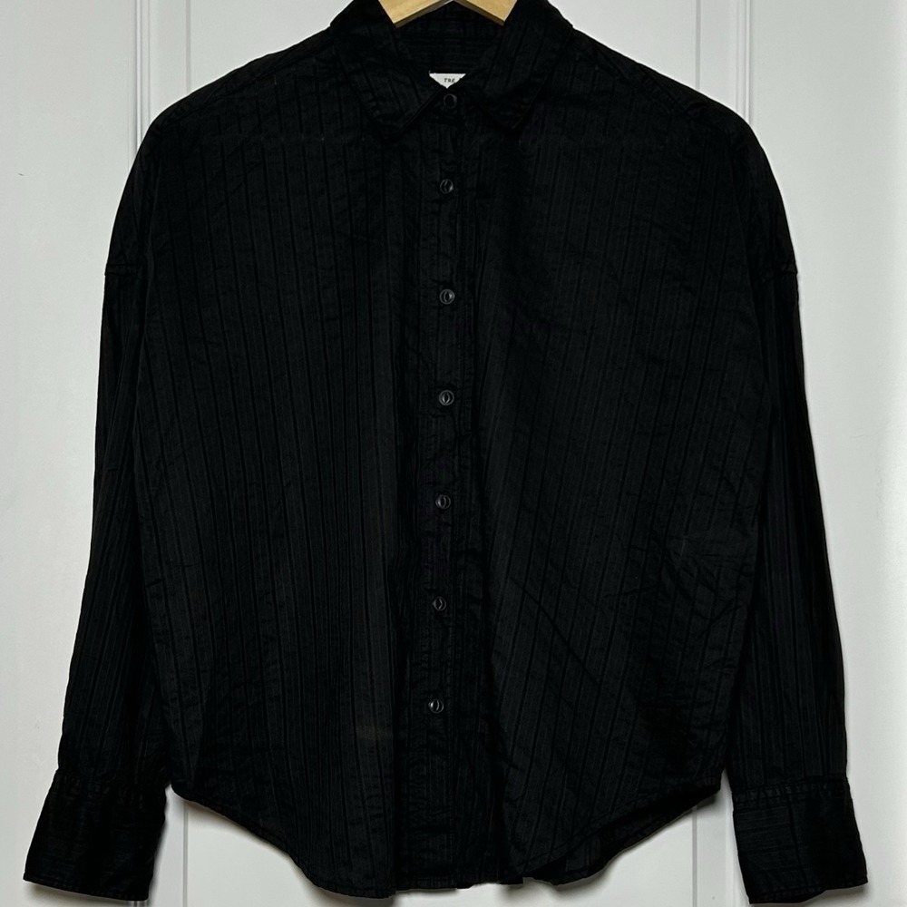 Rag & Bone 100% Cotton Black Stripe Long Sleeve Oversized Button Front Shirt